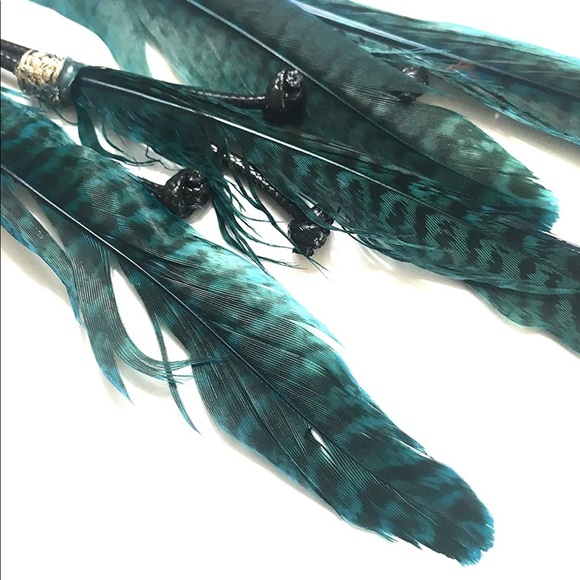 Teal Feather Ponytail Holder - Picture 2 of 2